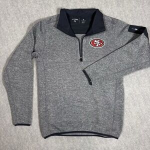 San Francisco 49ers Antigua Men's Medium Regular Fit Logo 1/2 Zip Gray‎ Sweater